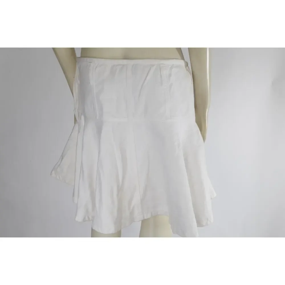 Vintage Contempo Casuals 90s White Lace-Up Front Drop-Waist Flare Mini Skirt S
